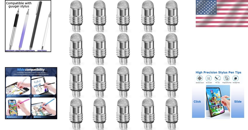 High Precision Stylus Fiber Tips - 10 Pack Non-Scratch & Compatible with Tablets