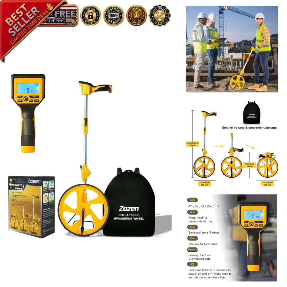 Precision Digital Measuring Wheel with Backlit Display - Foldable & Portable