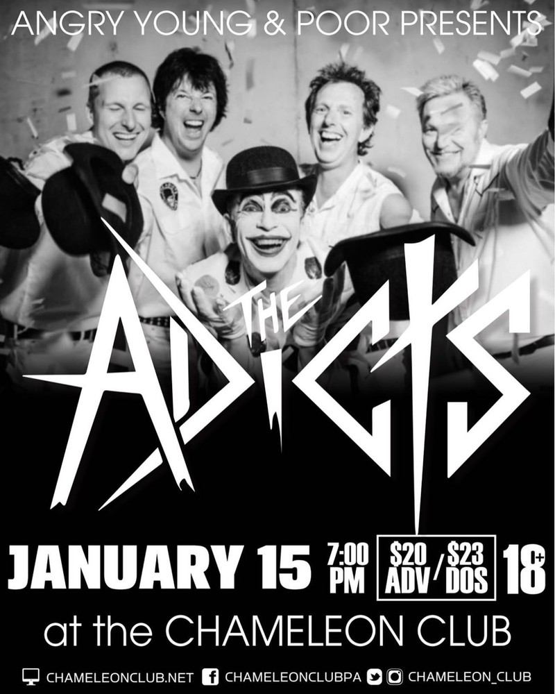 THE ADICTS 2020 LANCASTER, PA  CONCERT TOUR POSTER-Punk Rock / Pathetique Music