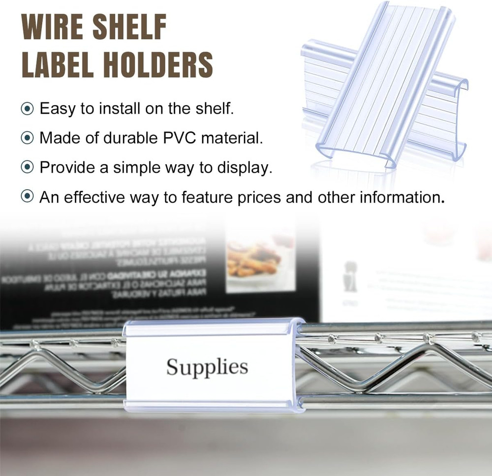 30Pcs Wire Shelf Label Holders,Plastic Wire Rack Label Holder,Compatible with Me
