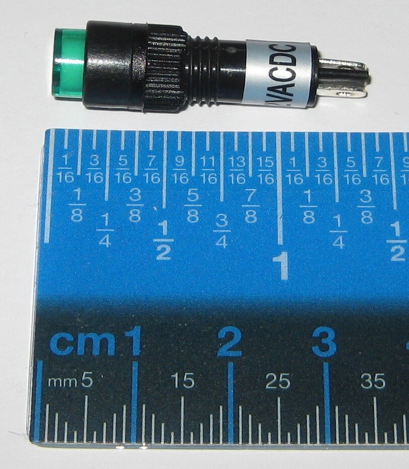 Panel Mount Round Mini LED 8 mm 12 V AC / DC Indicator - Green - Plastic Case