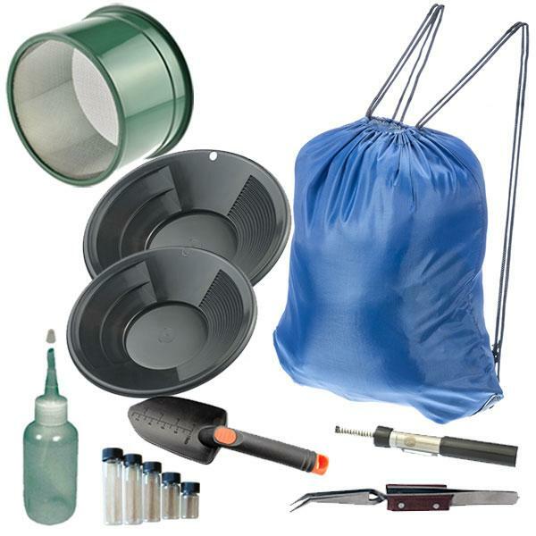 Black Mini Gold Classifier Screen & Gold Pan Panning Kit 12" & 10" Pans, Pack