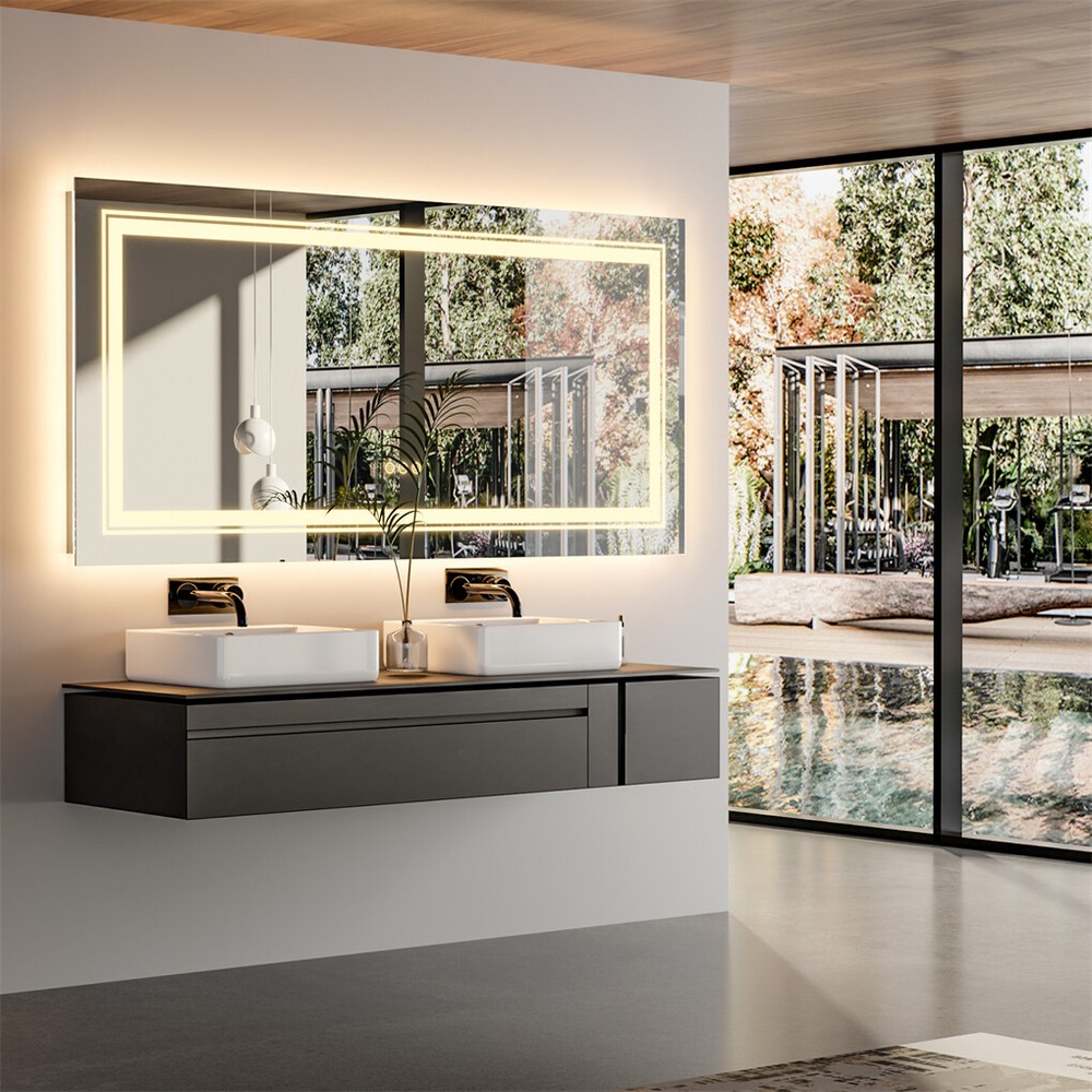 42''x20'' LED Wall Mirrors Sleek Backlit Bathroom Mirror Vertical & Horizontal