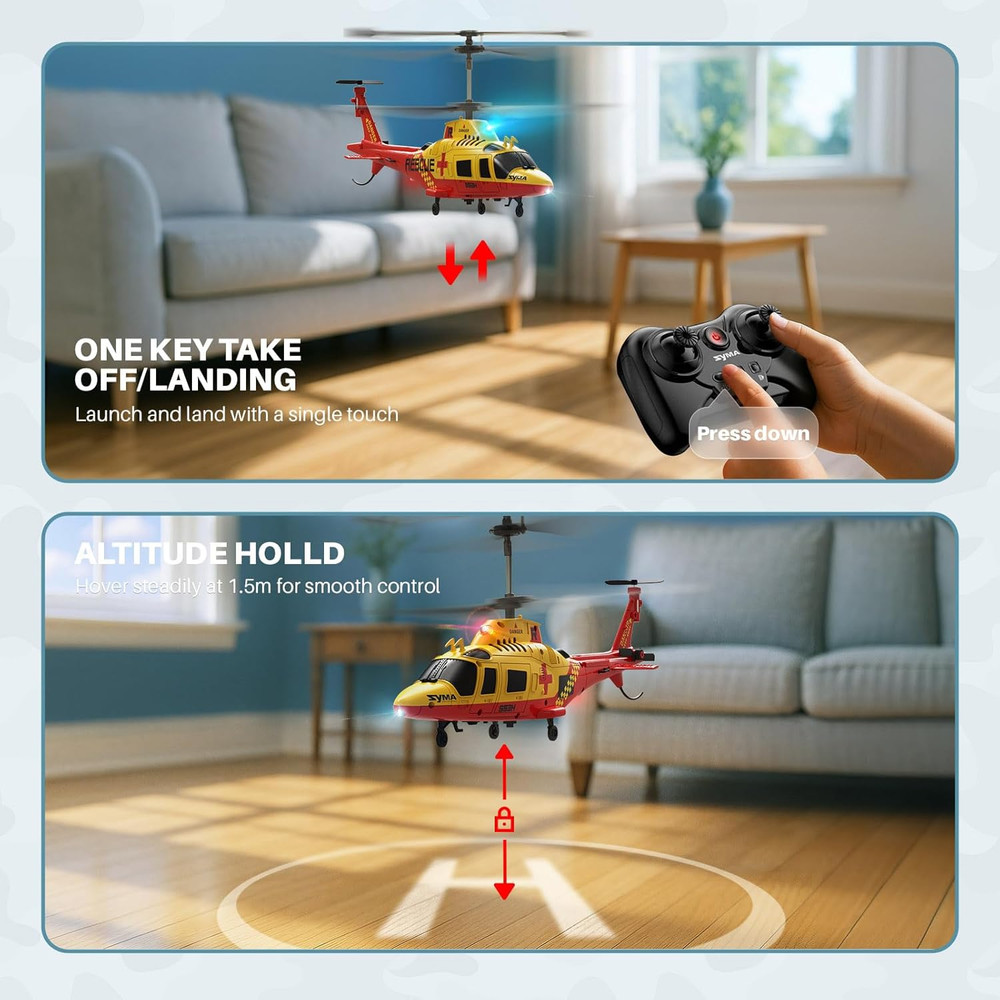 S53H Remote Control Helicopter with Simulation Rescue Design, One Key Take-Off,