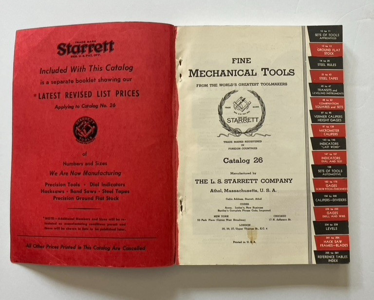 Vintage Starrett Universal Dial Test Indicator (196) & Catalog 26