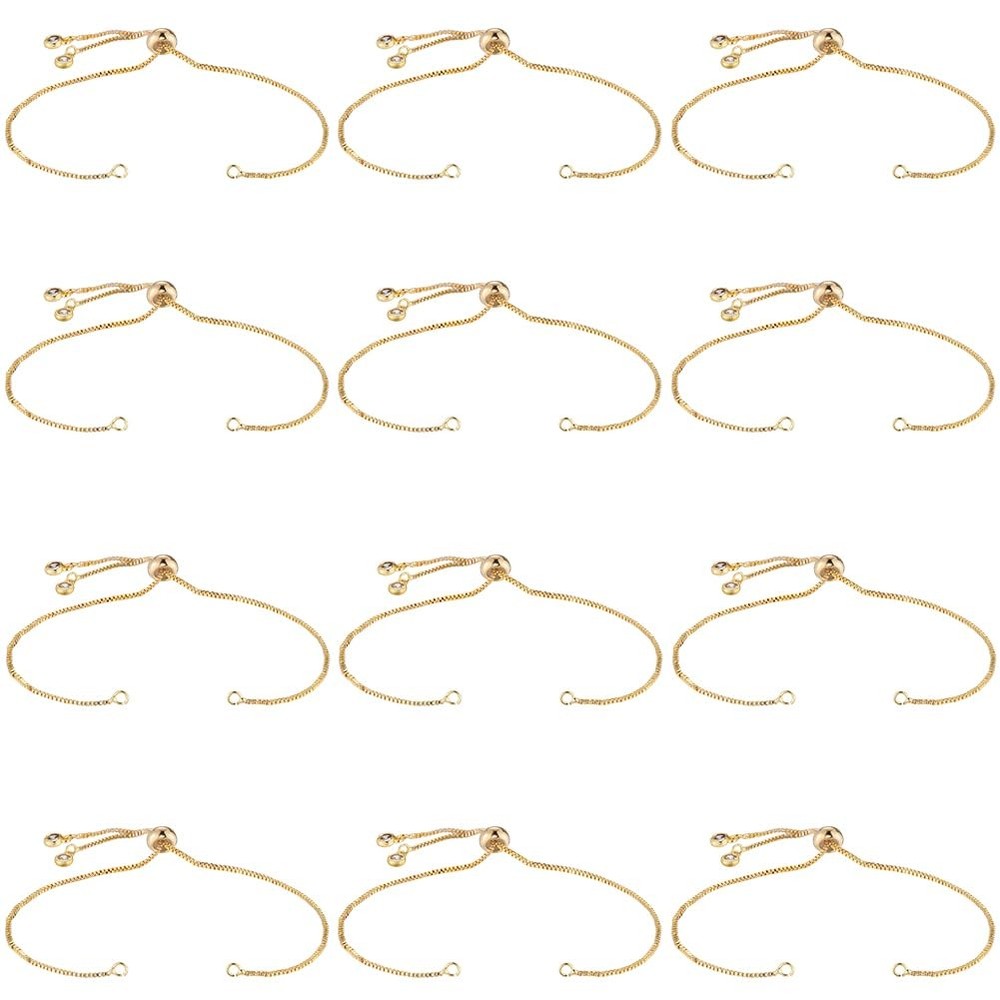SOFPLATE 1 Box Adjustable Slider Bracelet for Jewelry Making Gold