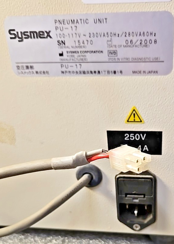 Sysmex PU-17 Pneumatic Unit | 100-117v ~ 230v/280v