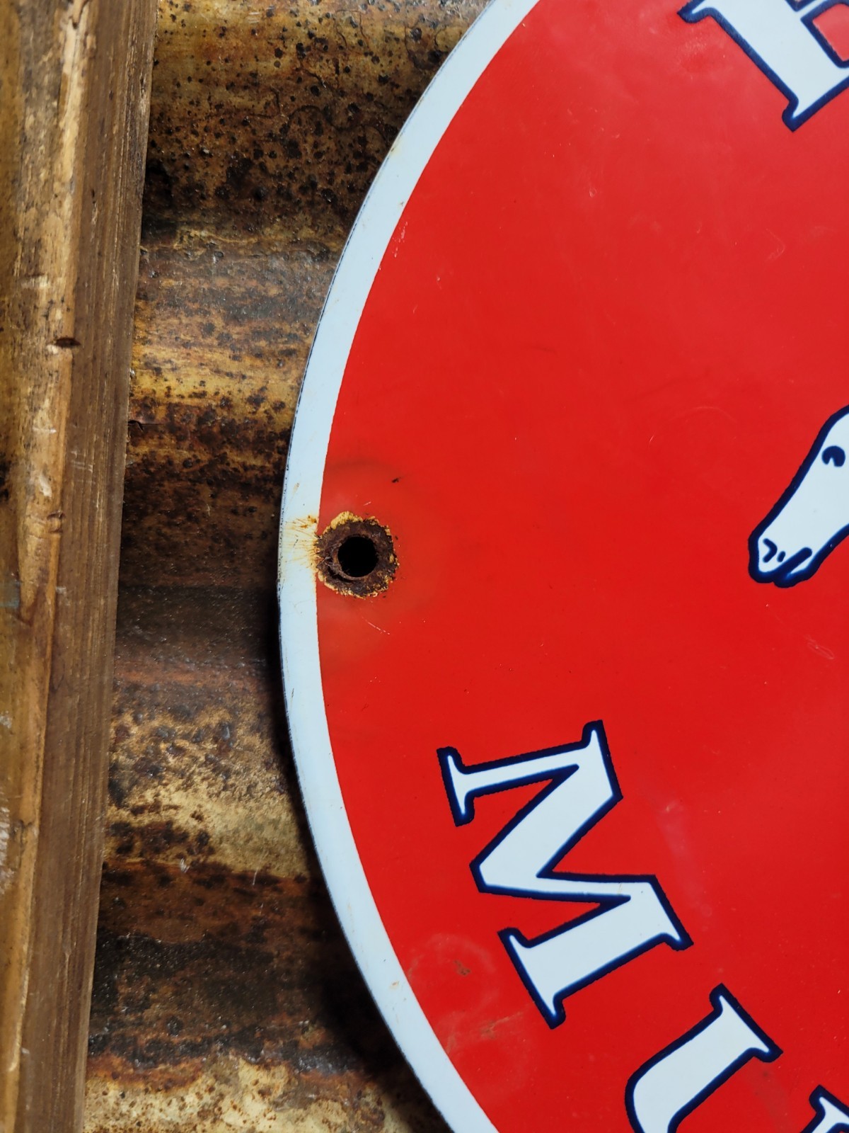 VINTAGE FORD MUSTANG PORCELAIN SIGN OLD FOMOCO MOTOR SERVICE AUTO PARTS HORSE