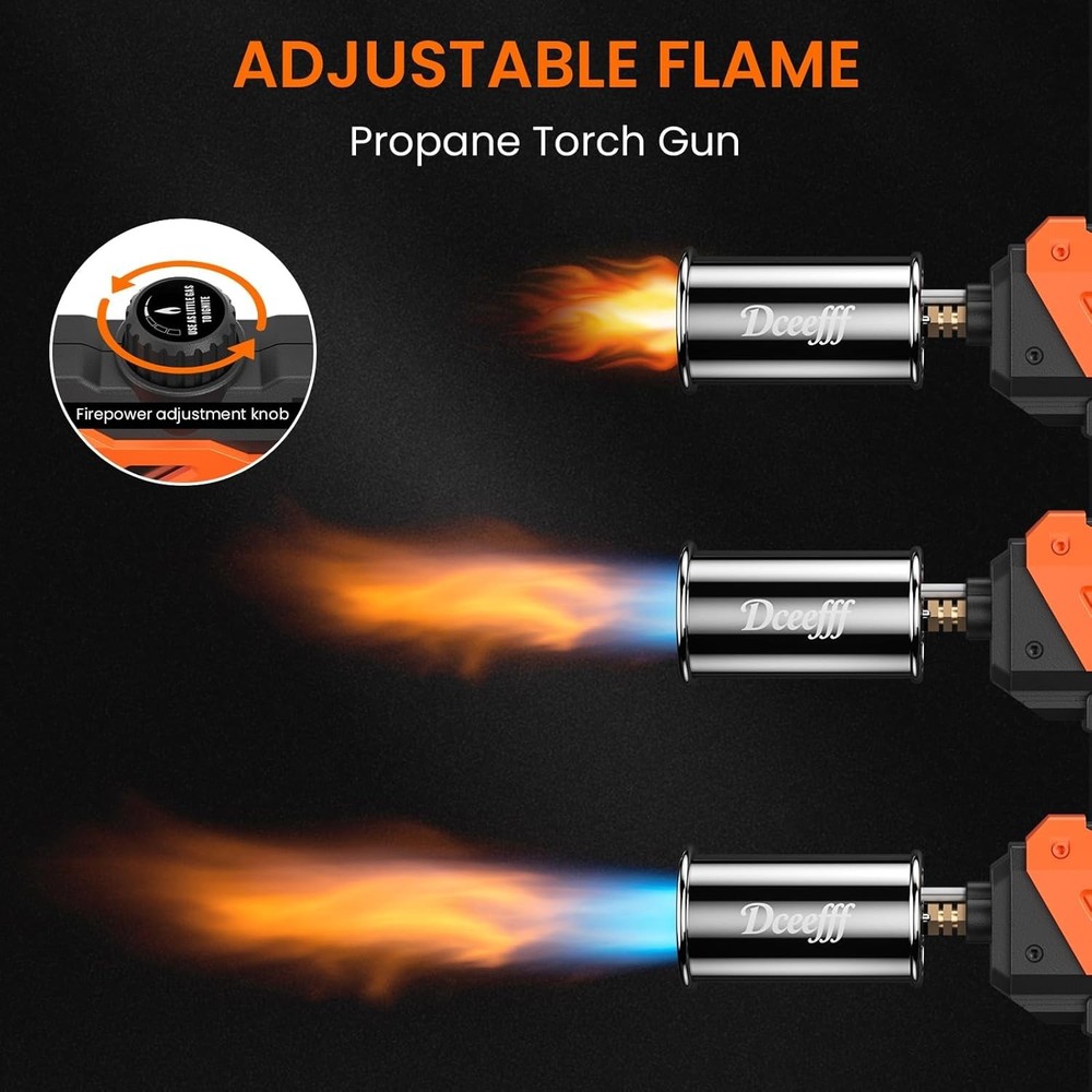 Powerful Propane Torch Gun, Adjustable Flame Thrower Gun, Kitchen Torch with ...