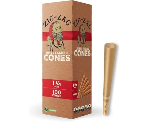 Zig-Zag Pre Rolled Cones Unbleached 1 1/4 Size (100 Cones) Rolling Papers