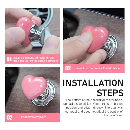 Car Push Start Button, Ceramics Push to Start Engine Ignition 1 PC Pink #01