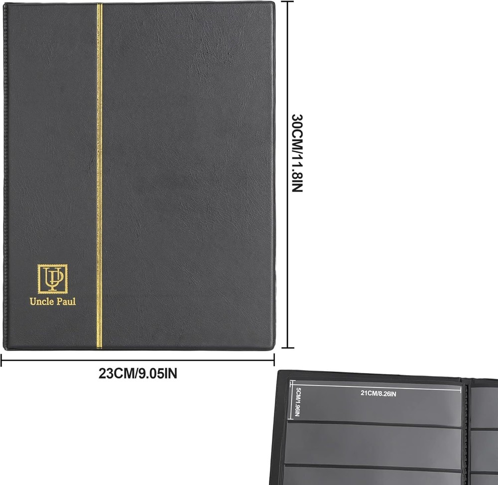 100 Pocket Stamp Collecting Album – Moisture-Resistant with Elegant Black Finish