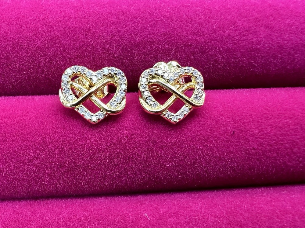 Pandora Sparkling Infinity Heart Stud Earrings New