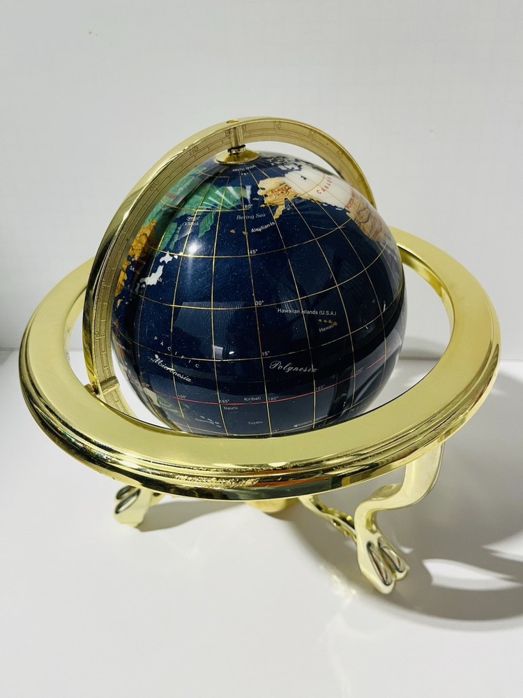 Gemstone globe Double Axis 9 Inch Tall