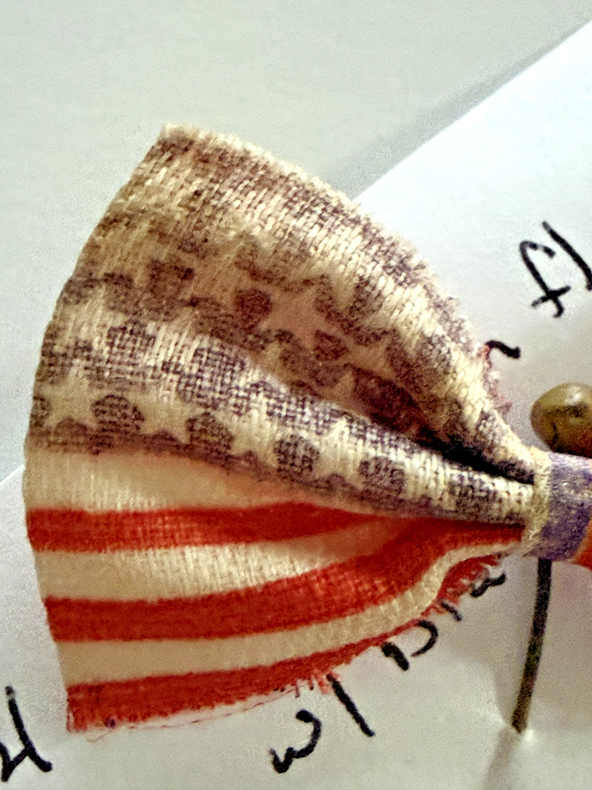 Antique American Flag Ribbon Bow Stick Pin Patriotic Lapel Pin