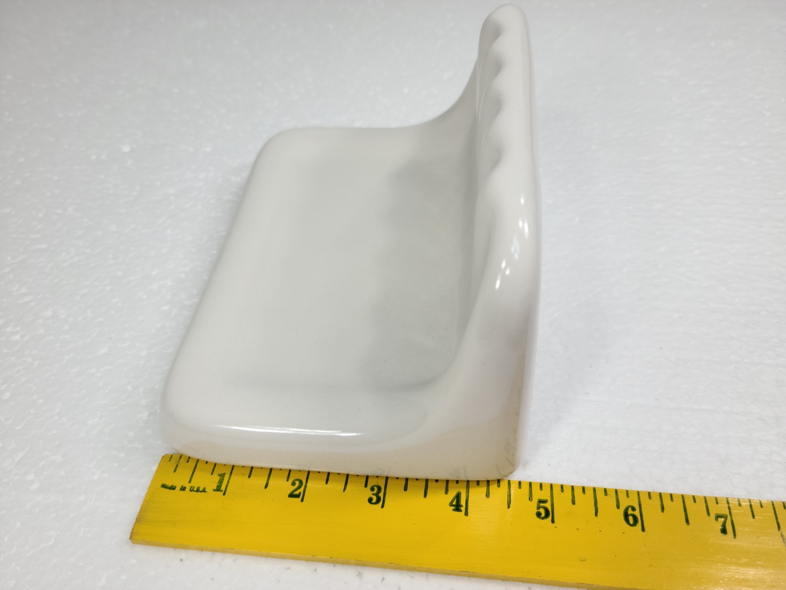 Vintage White Ceramic Soap Dish Shower Tray Holder Mid Century Modern Retro