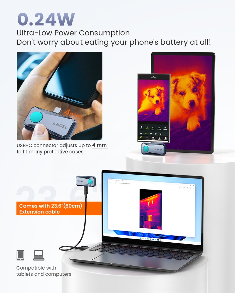 Universal Thermal Camera Imager for IOS iPhone 256x192 IR Resolution USB Type-C