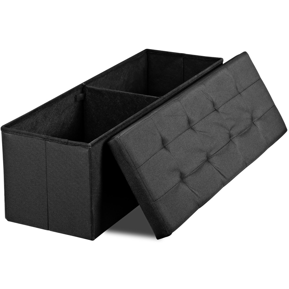 43" Folding Storage Ottoman Bench Footrest Storage Stools Home Decor Black