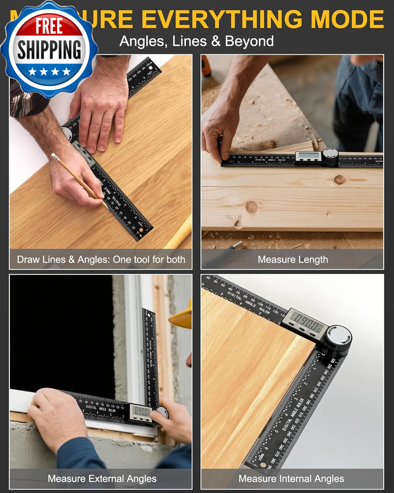 Protractor Digital Angle Finder Protractor with LCD Display 2 In-1 360° Angle...