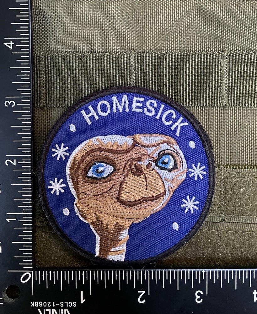 ET Phone Home Sick Alien Tactical Embroidered Patch Hook Loop Backing