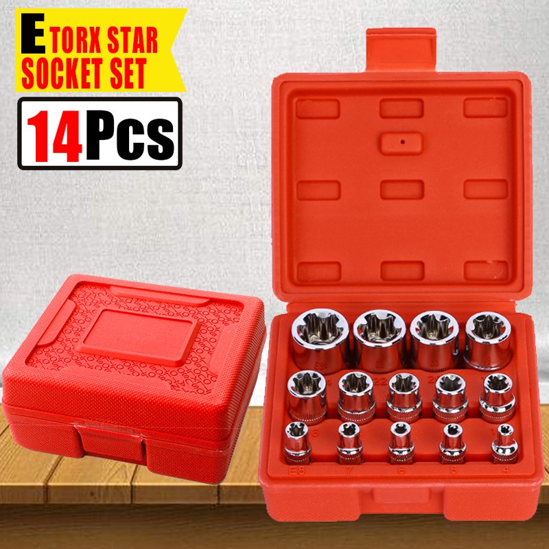 14PC E-TORX Socket Set Female Torx Socket Set Ultimate Torque Star Socket E4-E24