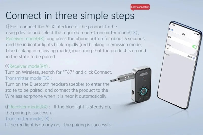 Bluetooth 5.3 Transmitter Receiver AUX 3.5mm Wireless Adapter Car Headphones