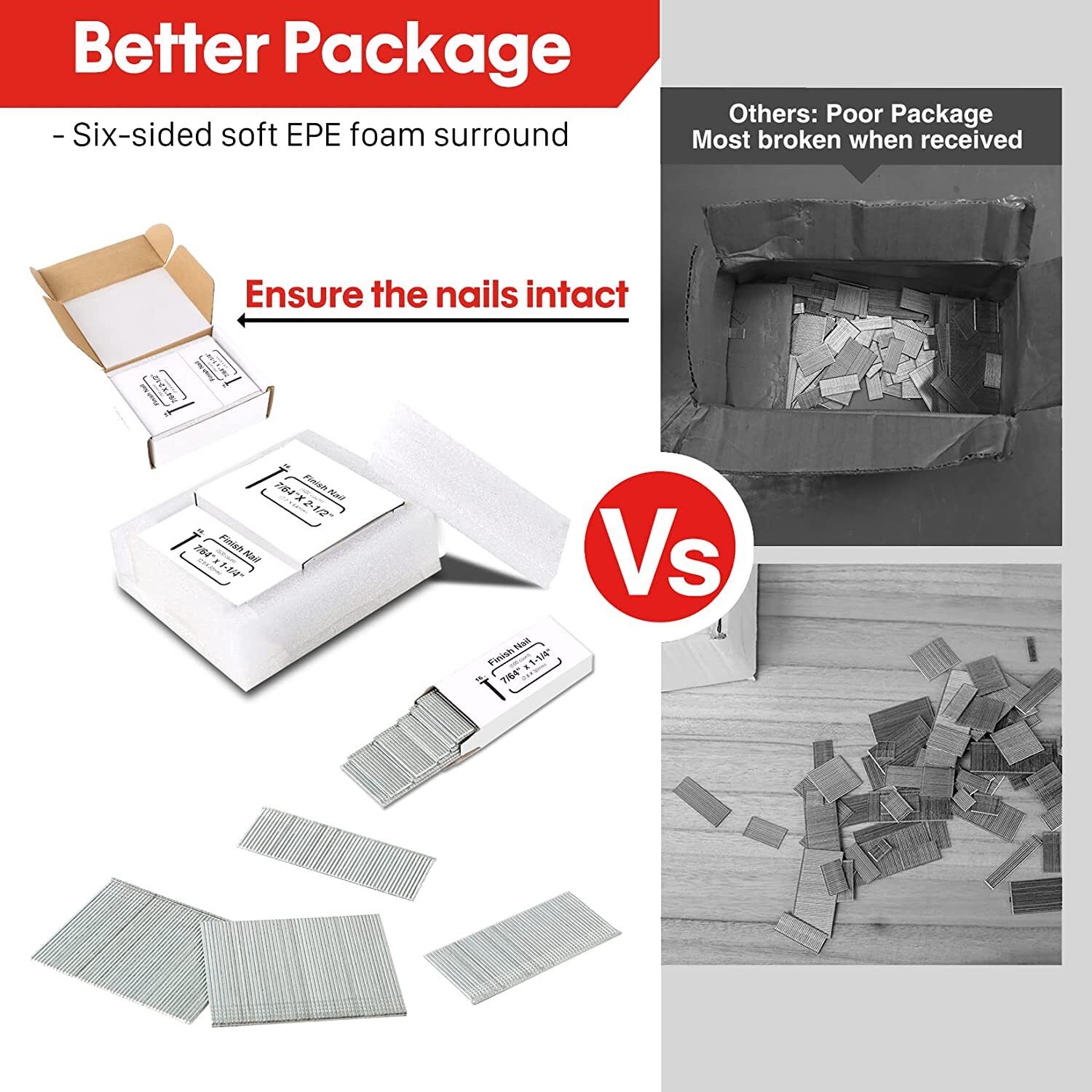 SHALL 16 Gauge Finish Nails, 2000-Count (1-1/4, 1-1/2, 2, 2-1/2 Inch),T-series