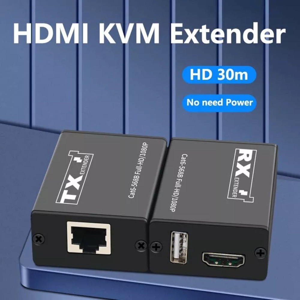 30M USB KVM HDMI Extender Adapter RJ45 Cat6 Ethernet Network Cable Accessories