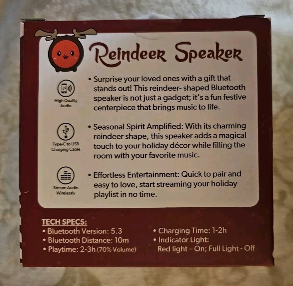 Bluetooth Reindeer 🦌 Speaker Christmas Gift Stocking Stuffer