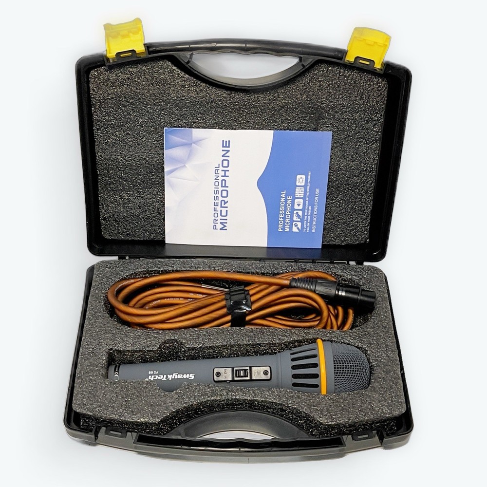 Dynamic Wired Microphone Karaoke PA DJ Speech Includes Case Cable New 1/4inInput