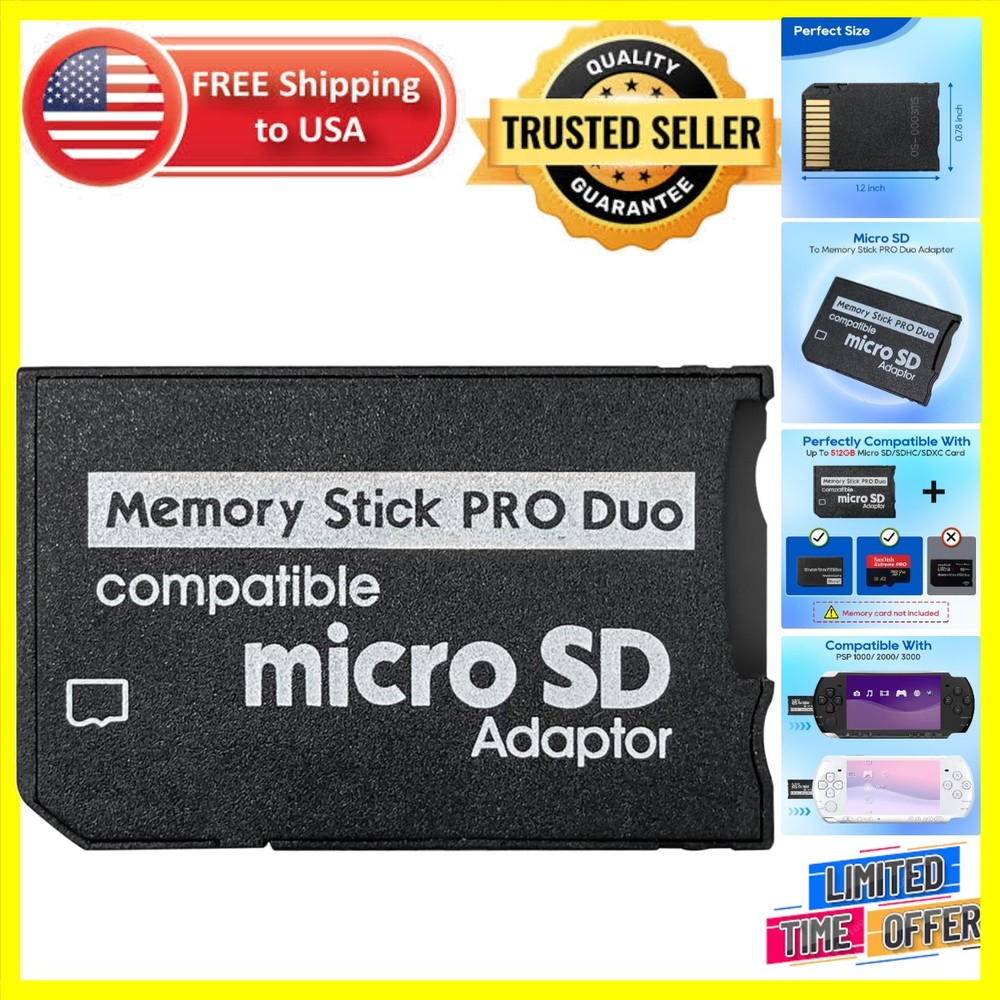 Versatile PSP Memory Stick PRO Duo Adapter - Compatible with 1000/2000/3000