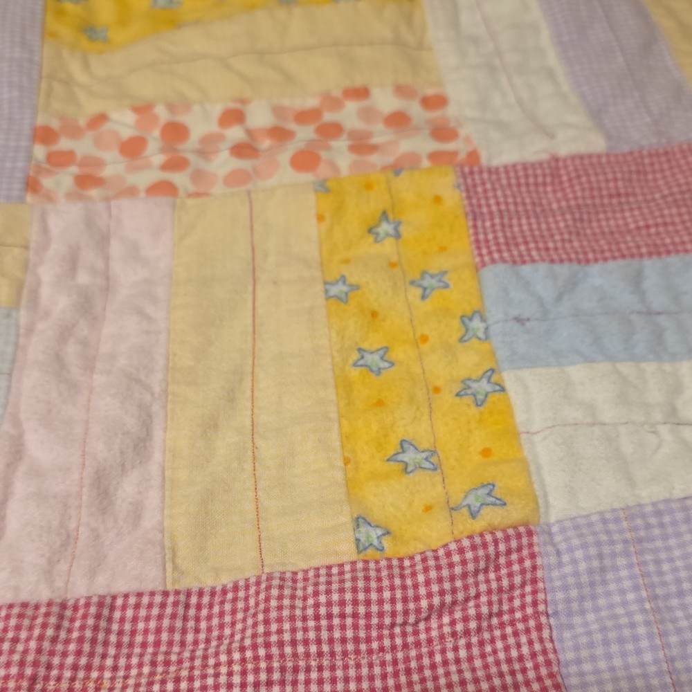 Handmade Patchwork Rag Quilt Cotton Lap Multicolor