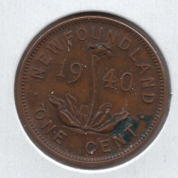 1940 C Newfoundland One Cent Coin EF40