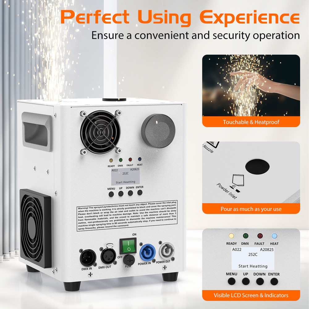 U`king NEW Cold Spark Machine 1200W Stage Effect DMX Firework DJ Wedding