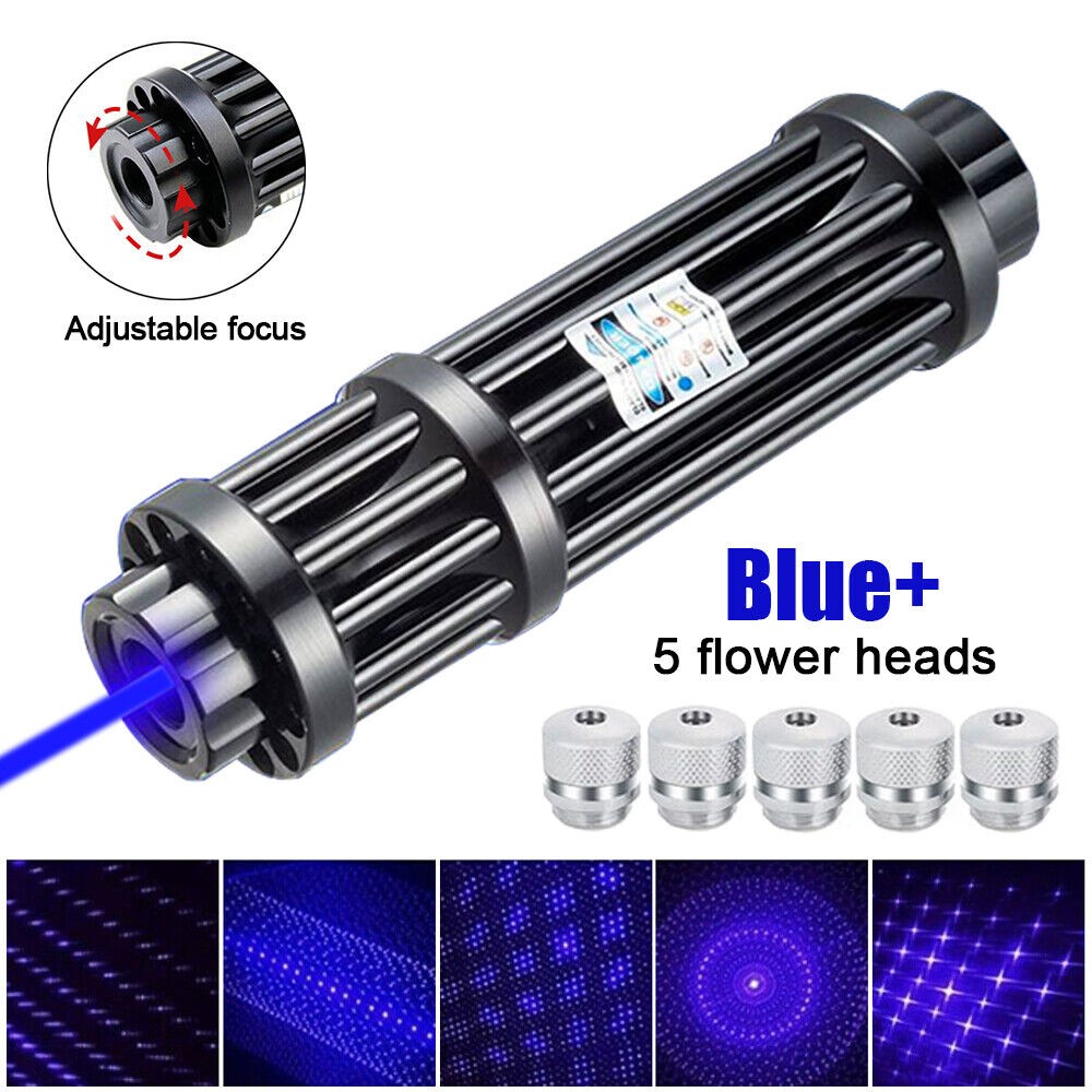 10 Watt Adjustable High Power Blue Burning Laser Pointer Visible Dot Torch Light