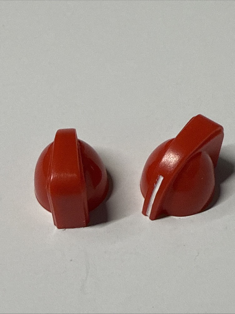 set of 2 chicken head knobs RED "push it in" type - no brass screw