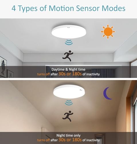 Motion Sensor Ceiling Light Indoor Wired 24W, 5 CCT 13 Inch White-Sensor