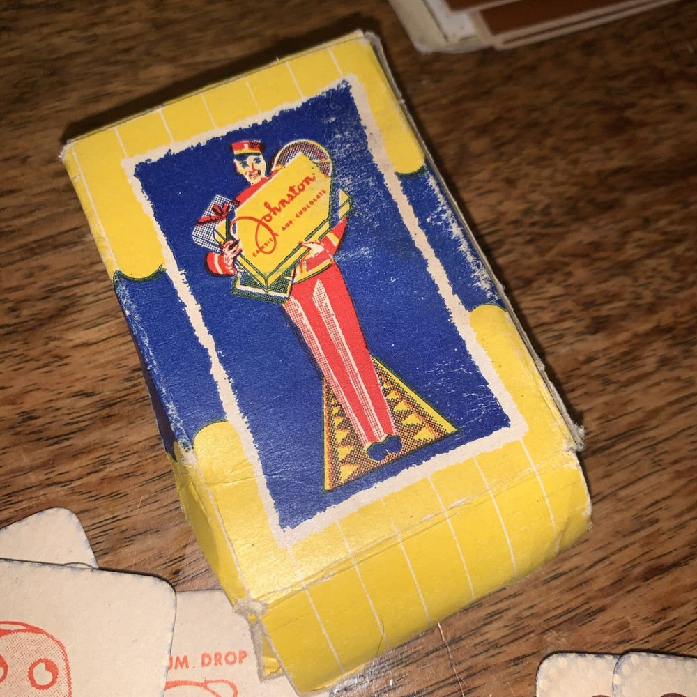 1920’s Johnston’s Candy Rummy Game Complete - Chocolate Drop Sam - Mini Cards
