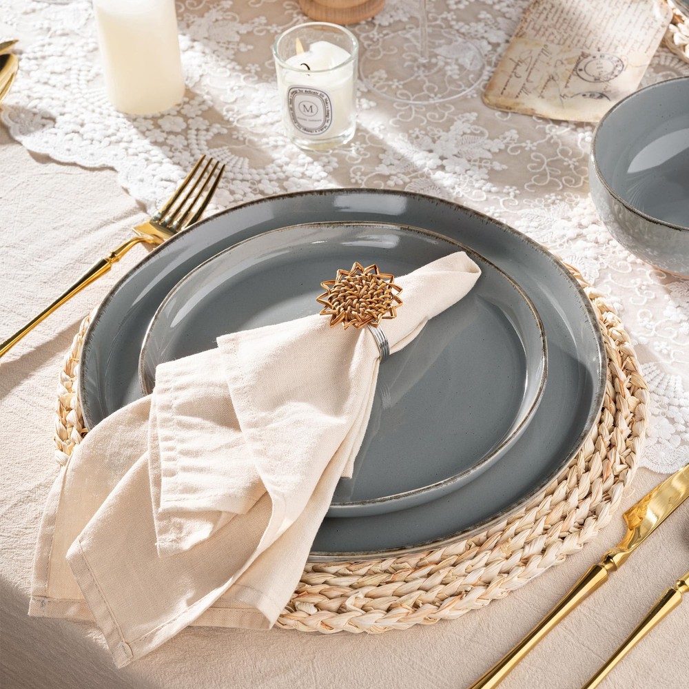 AmorArc Ceramic Dinnerware Sets for 4, 12 Pieces For 4(12Pcs), Limestone