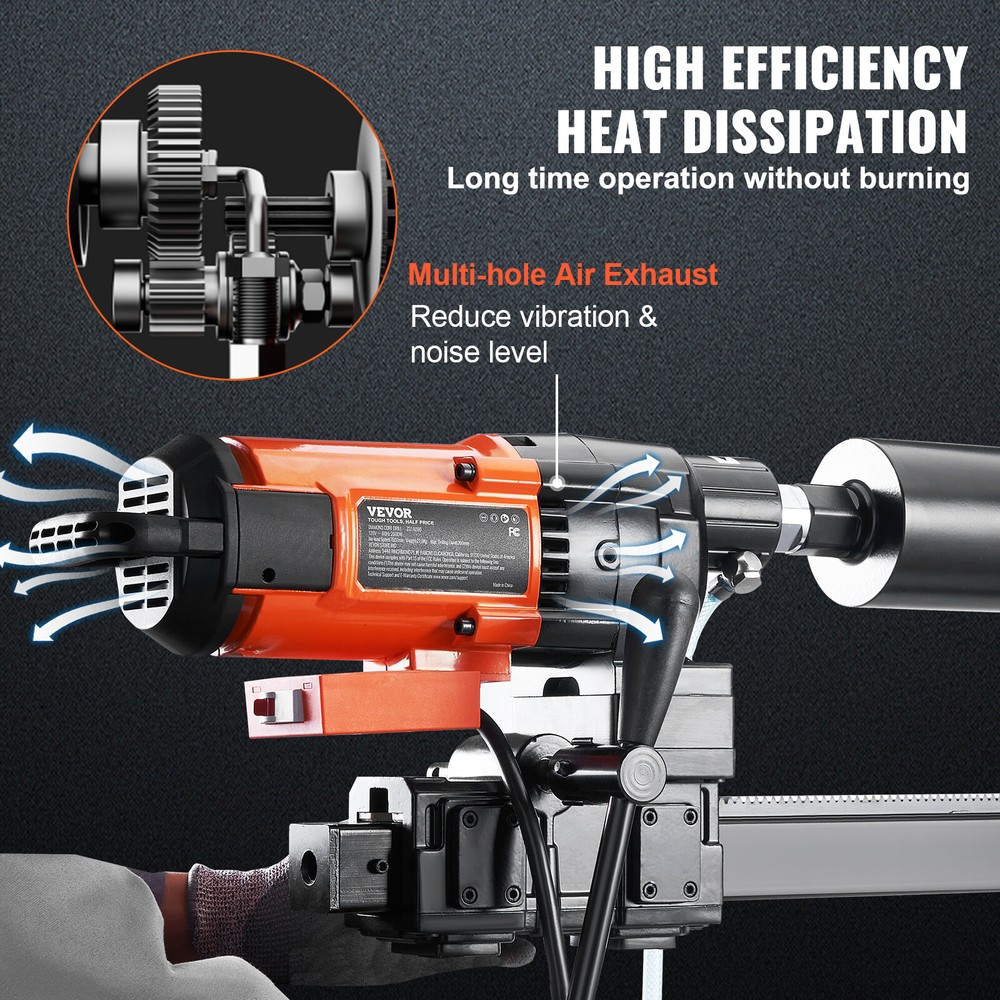 10in Electric Diamond Core Drill Machine Concrete Core Drill Rig Casters 2500W