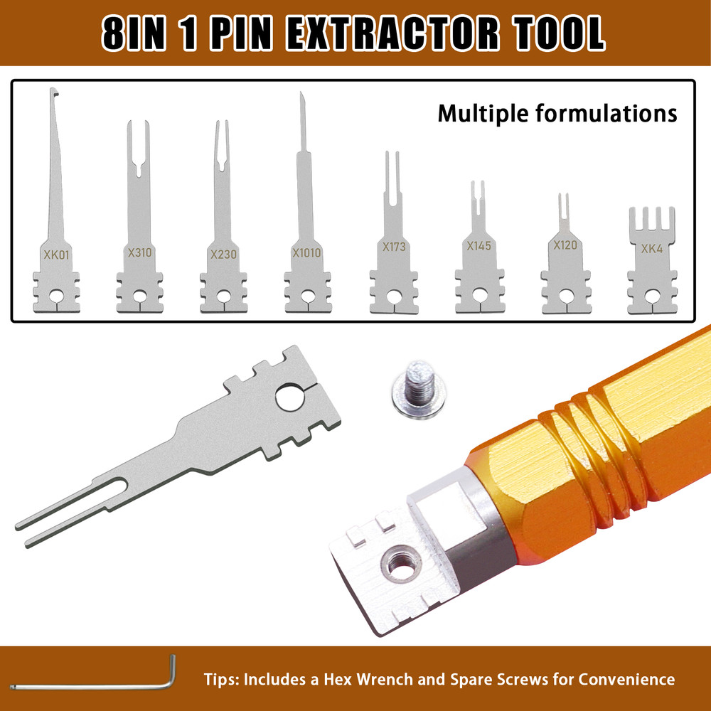 8PCS Electrical Pin Removal Tool Kit Tip Replacement Terminal Removal Tool Set