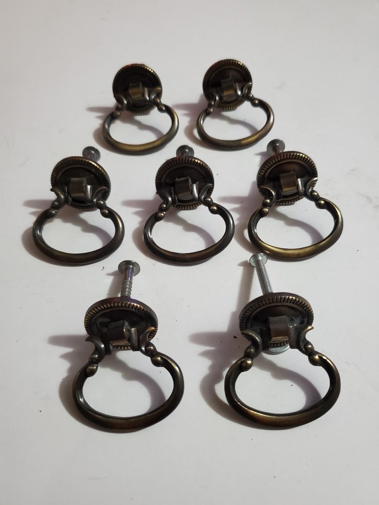 7 vintage drawer pulls pull handles handle Amerock 1964 ornate drop down ring