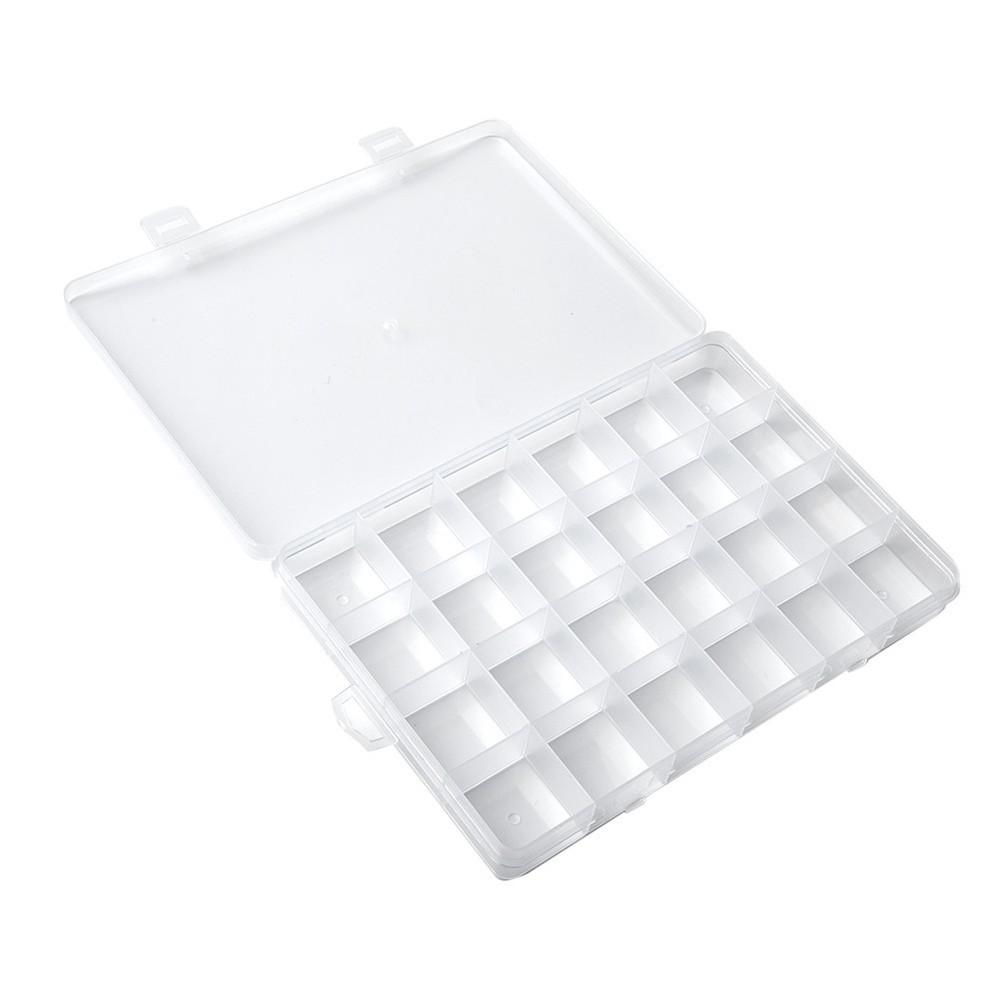 UK-24 Compartments Transparent Plastic Storage Box Electronic Component Parts