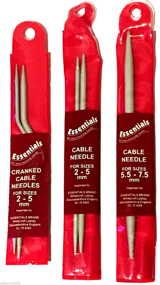 Whitecroft Essentials Knitting Cable Needle Cranked Straight - All Sizes