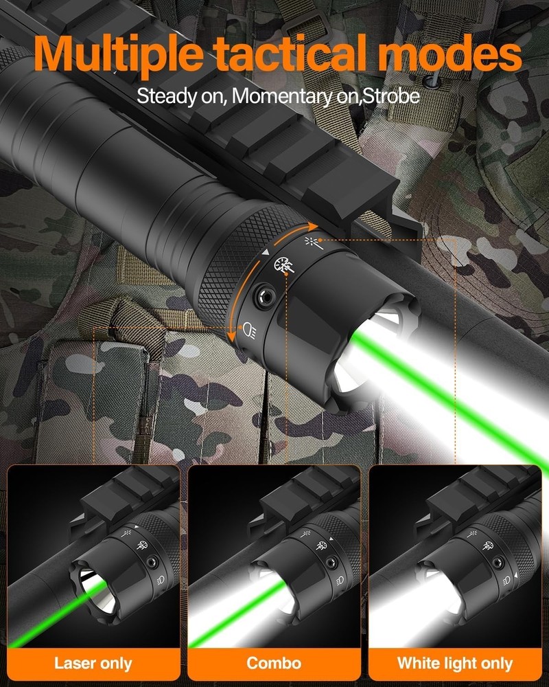 Rechargeable Mlok Tactical Flashlight with 240m Range & Waterproof Design