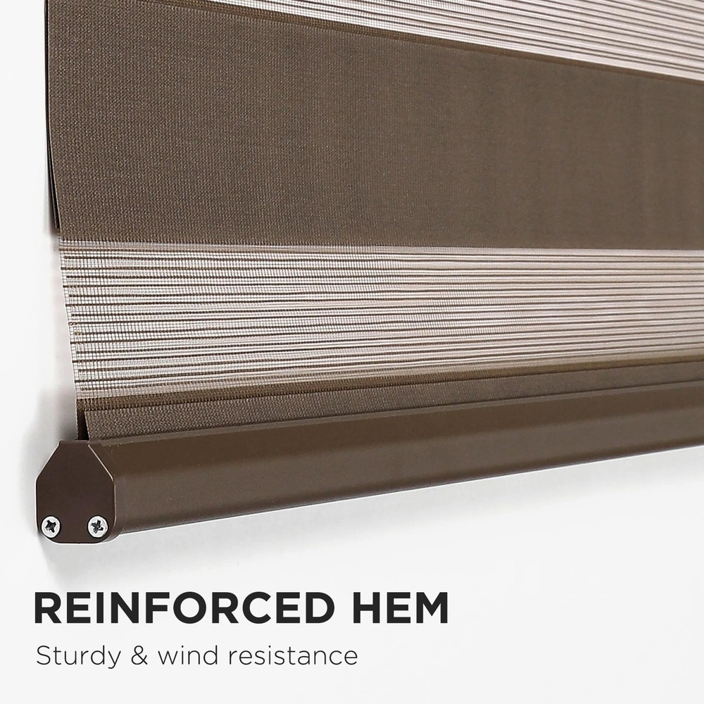 Cordless Zebra Blinds for Windows, Dual Layer Light Control Window Blinds wit...