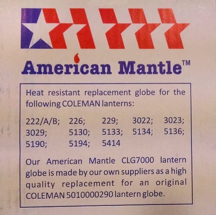 American Mantle Lantern Globe (Same as 5010000290) : CLG7000