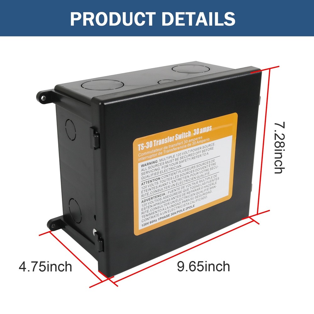 JDMSPEED TS-30 30 Amp Automatic Transfer Switch , Black