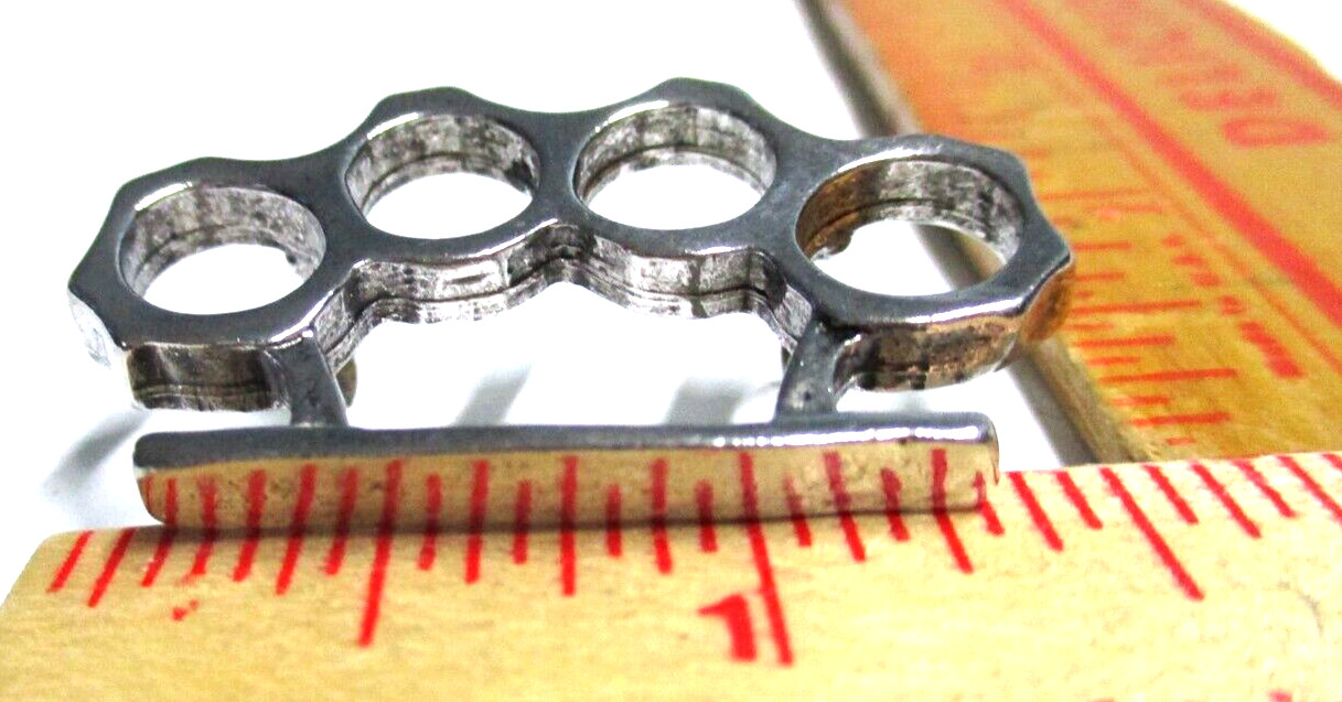 brass knuckles pin vintage collectible old biker vest hat weapon knuckle pinback