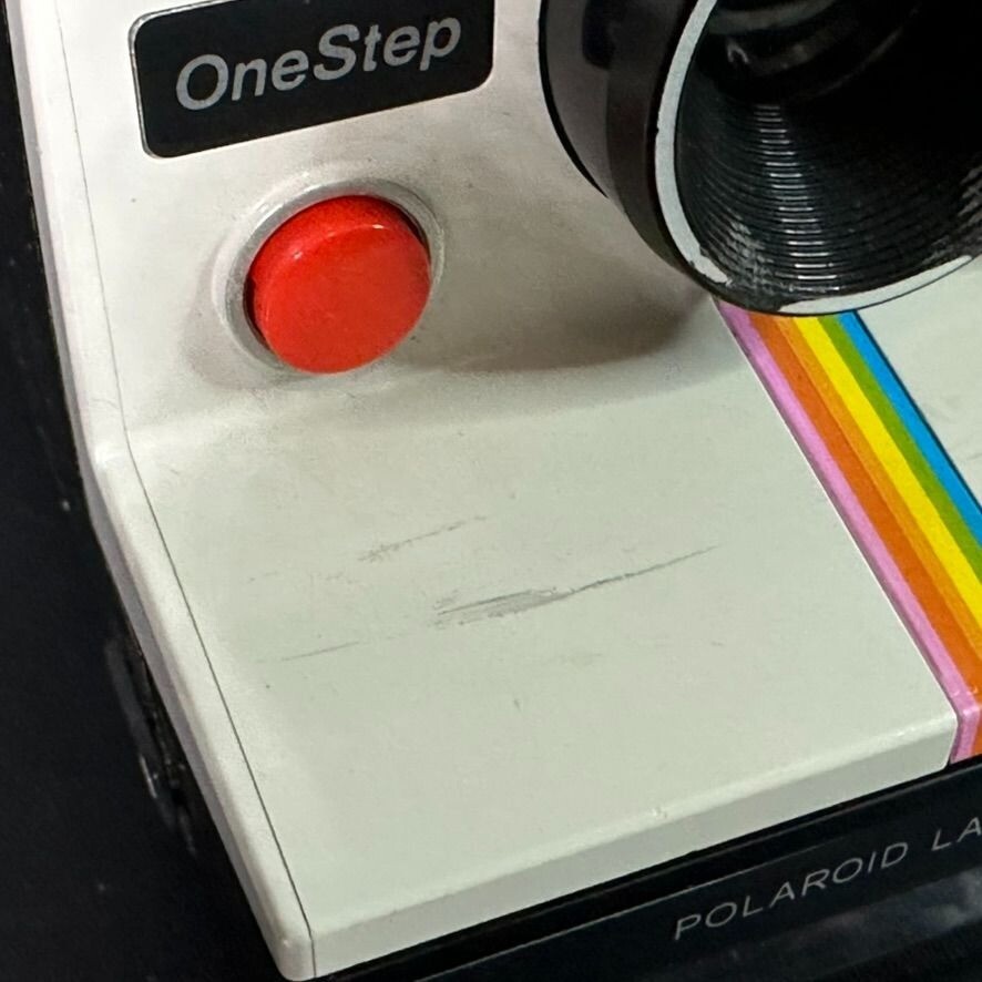 Vintage POLAROID One Step RAINBOW Stripe Land Camera w Flash n Case UNTESTED